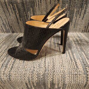 Made in Italy Dyva Black Snakeskin Slingback Heels